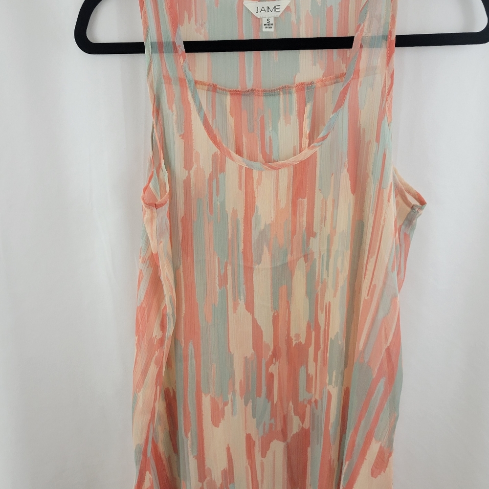 Abstract Print Sleeveless Sheer Top Size Small